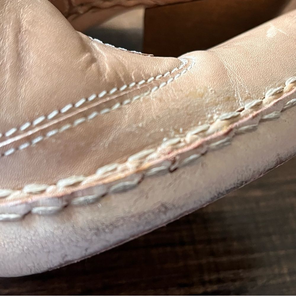 Frye Phoenix Light Tan Leather Slip On Mule Clog with Stacked Heel Size 5.5M - Picture 14 of 14